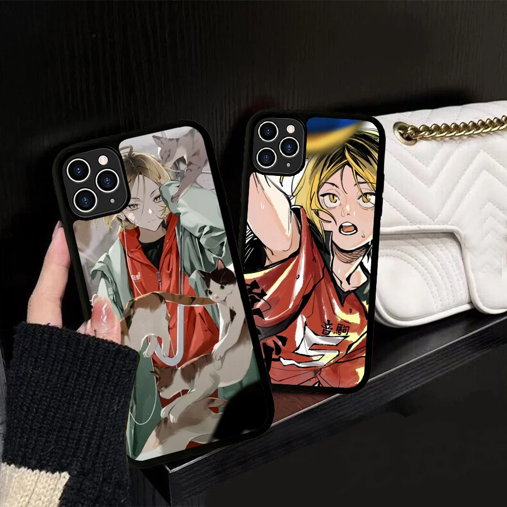 Haikyuu Kozume Kenma funda de teléfono de silicona PC + TPU para IPhone 11 12 13 14 15 16 Plus Pro Max