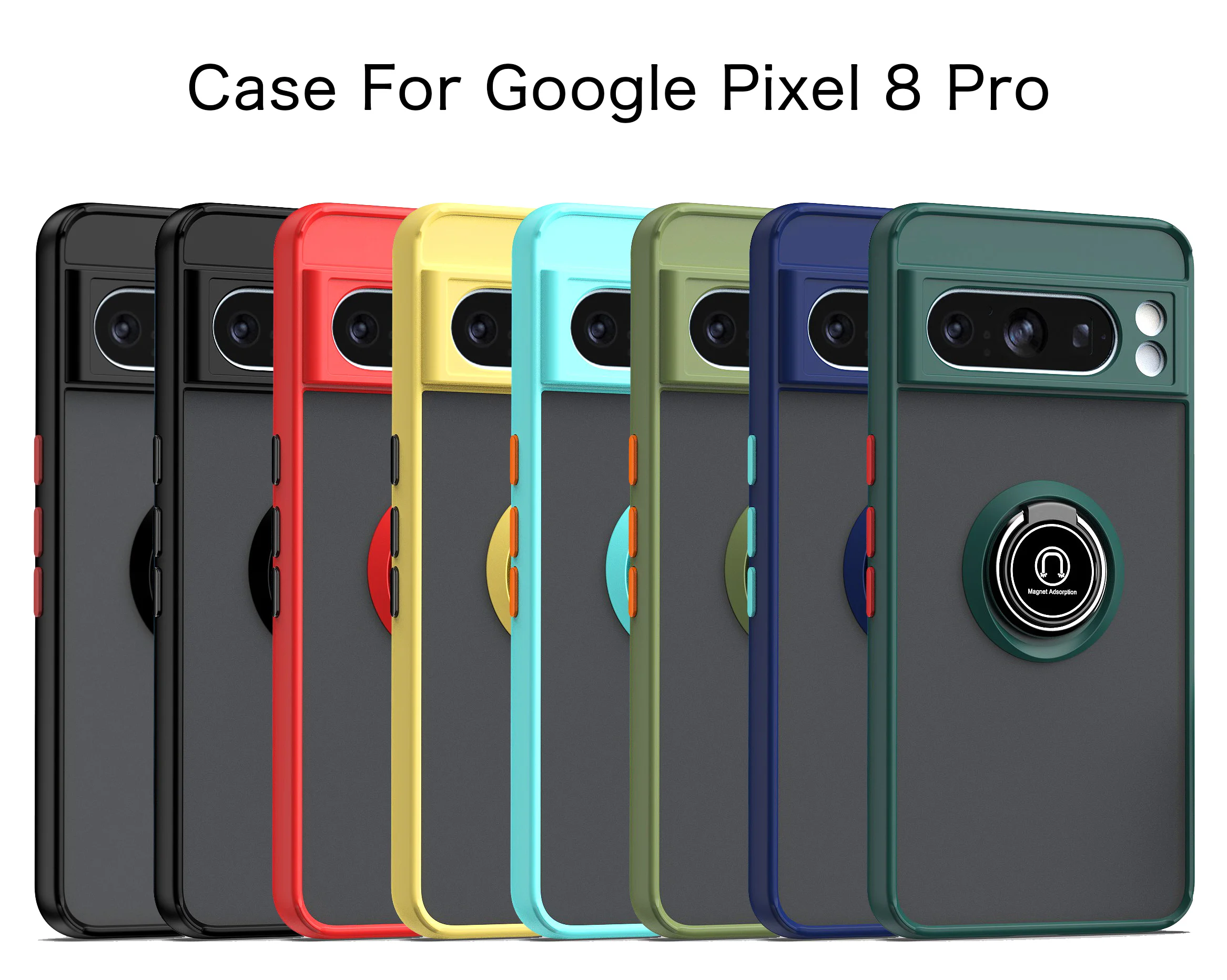 Funda protectora de cámara para Google Pixel 8 Pro, funda con anillo, soporte magnético a prueba de golpes para Google Pixel 8 Pro, Fundas