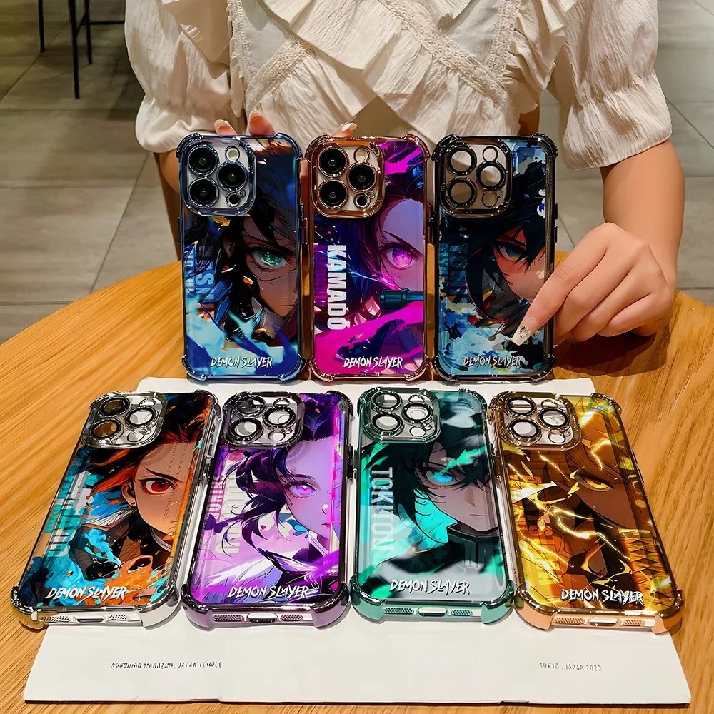 2024 nuevos demonios Slayers funda chapada para iPhone 16 15 14 13 12 11 Pro Max X XR XSMax 7 8 Plus cubierta de armadura anticaída a prueba de golpes