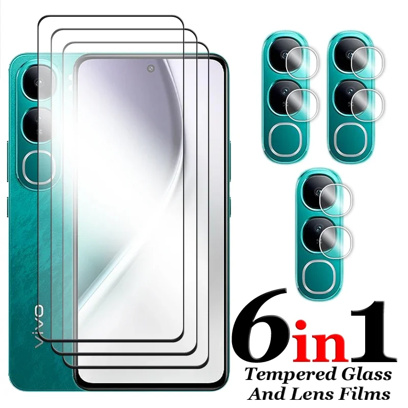 6 en 1 para Vivo Y200 5G vidrio para Vivo Y200 Y100 5G 4G vidrio templado 2.5D cubierta completa pegamento HD Protector de pantalla para Vivo Y200 película - imagen 2