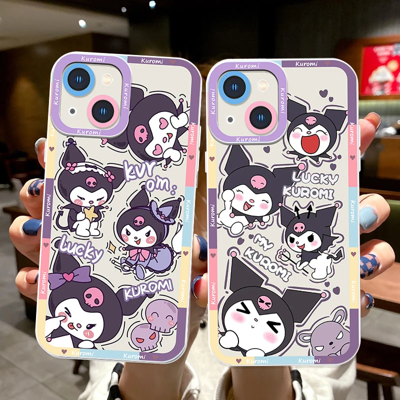 Kuromi-funda de teléfono transparente con Ojos de Ángel para Apple, carcasa bonita de dibujos animados para iPhone 15, 14, 13, 12, 11, XS, XR, X Pro MAX, 8, 7 Plus, SE - imagen 3