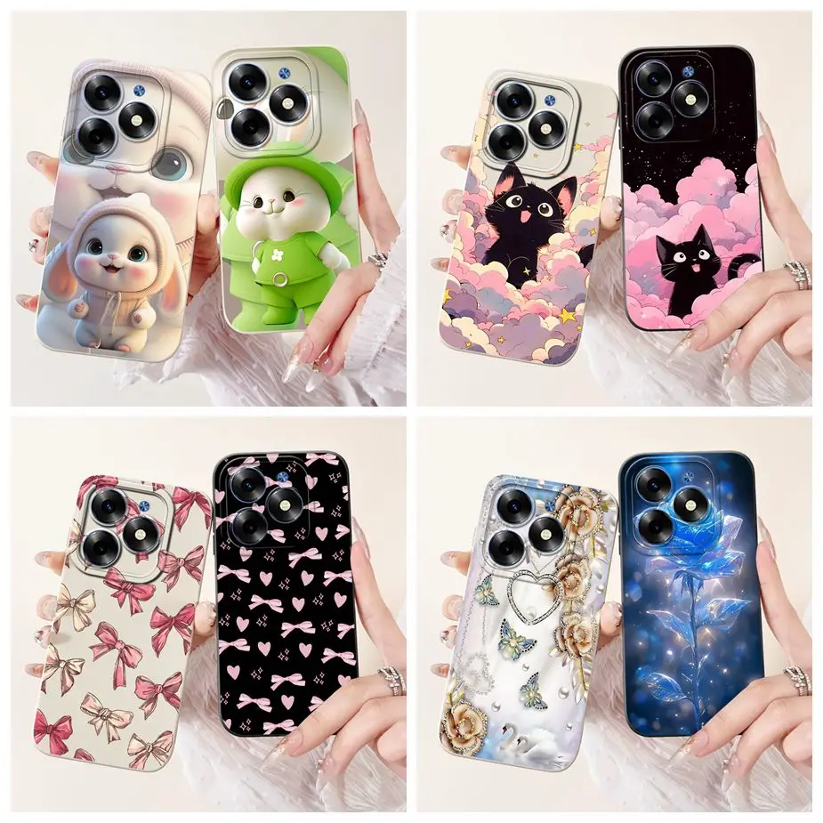 Para Infinix Hot 40 Pro funda X6837 moda gato funda de dibujos animados funda de teléfono de silicona suave para Infinix Hot 40i Hot40 Pro Hot40i Fundas