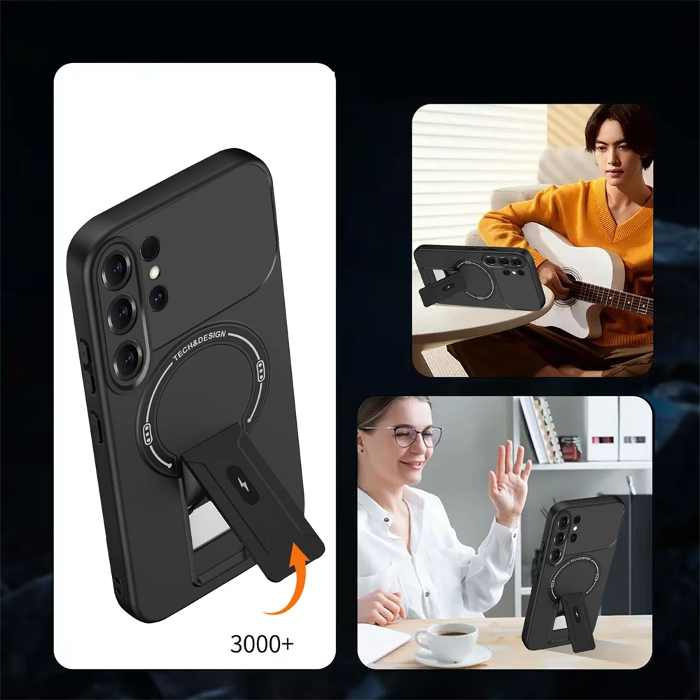 Funda de teléfono con soporte plegable magnético de lujo para Samsung S26 S25 Edge S24 Plus FE S23 S22 Ultra A56 A55 A54 A52 A16 A15 A12 - imagen 2