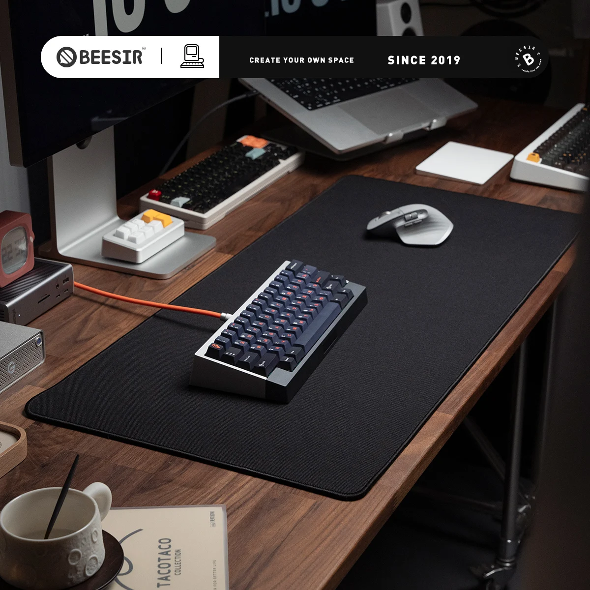 Alfombrilla de lino para teclado y ratón, alfombrilla de escritorio grande personalizada con absorción de impacto, impermeable, para teclado de juegos de oficina, engrosamiento de lino y algodón - imagen 3