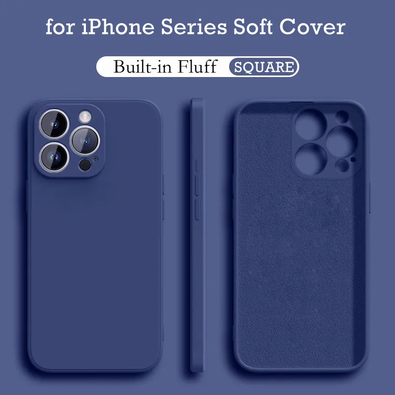 Funda de teléfono de silicona suave cuadrada a la moda para iPhone 17 Pro Max 16 15 14 Plus 13 mini 17 Air 16e cubierta integrada a prueba de golpes