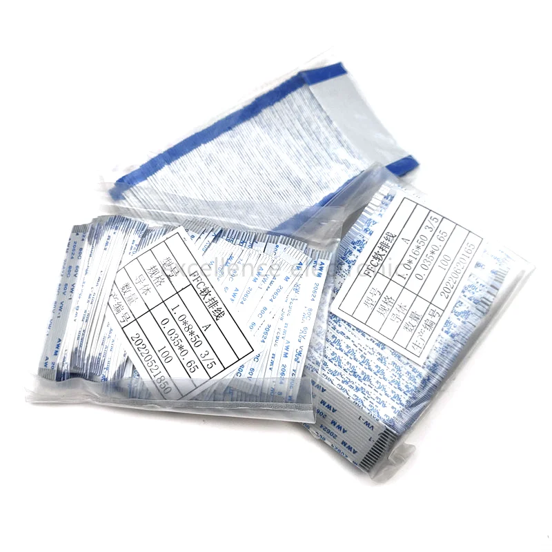 100 Uds Lote 1mm Pitch FFC FPC Cable Plano Flexible 5cm Tipo Mismo Lado Hacia Adelante Ipsilateral 4P/6/8/10/12/20/24/30pin - Vista principal del producto