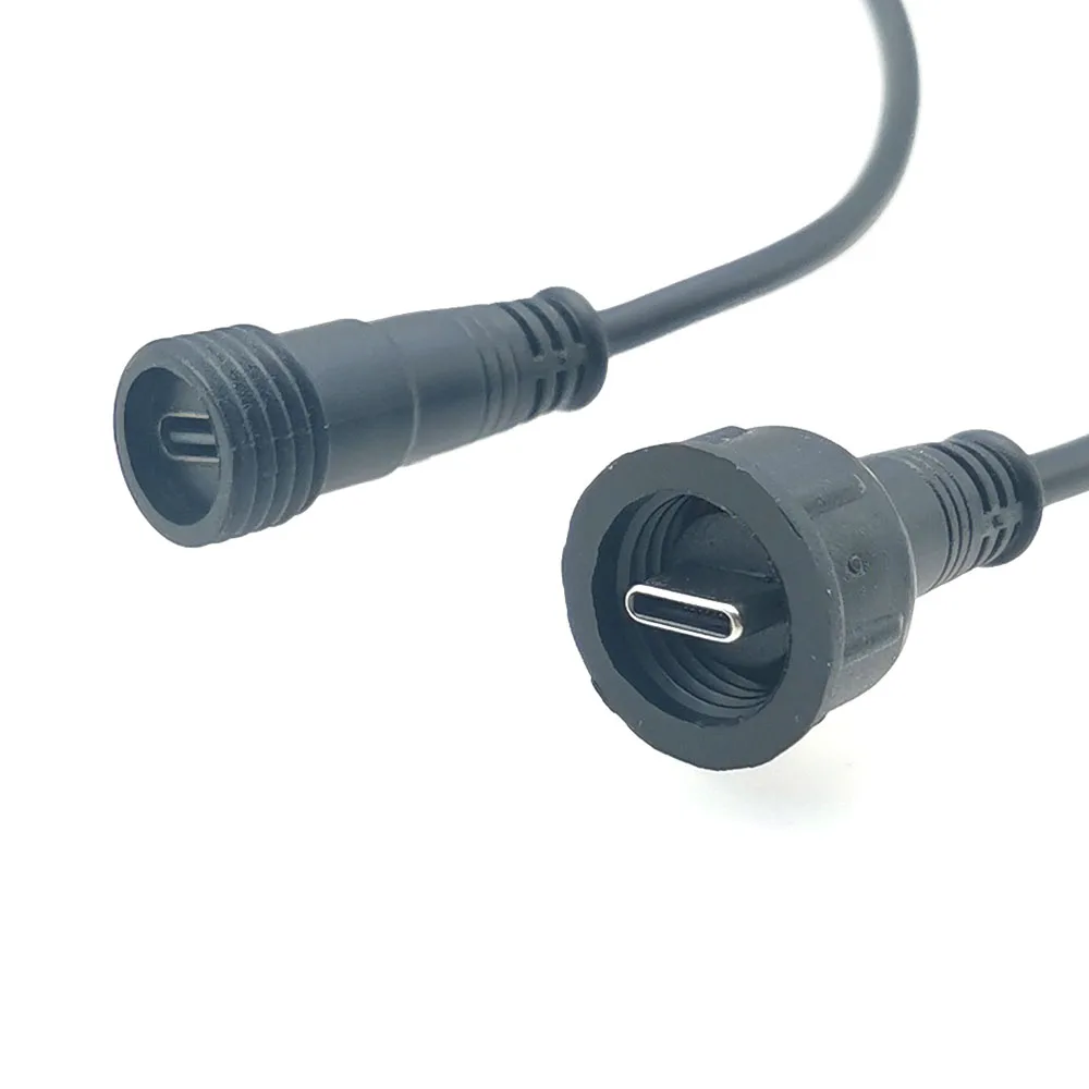 Conector de carga macho y hembra 2P USB tipo C, conector roscado a prueba de agua, puerto de 2 pines, cargador de USB-C, 1 par - imagen 3