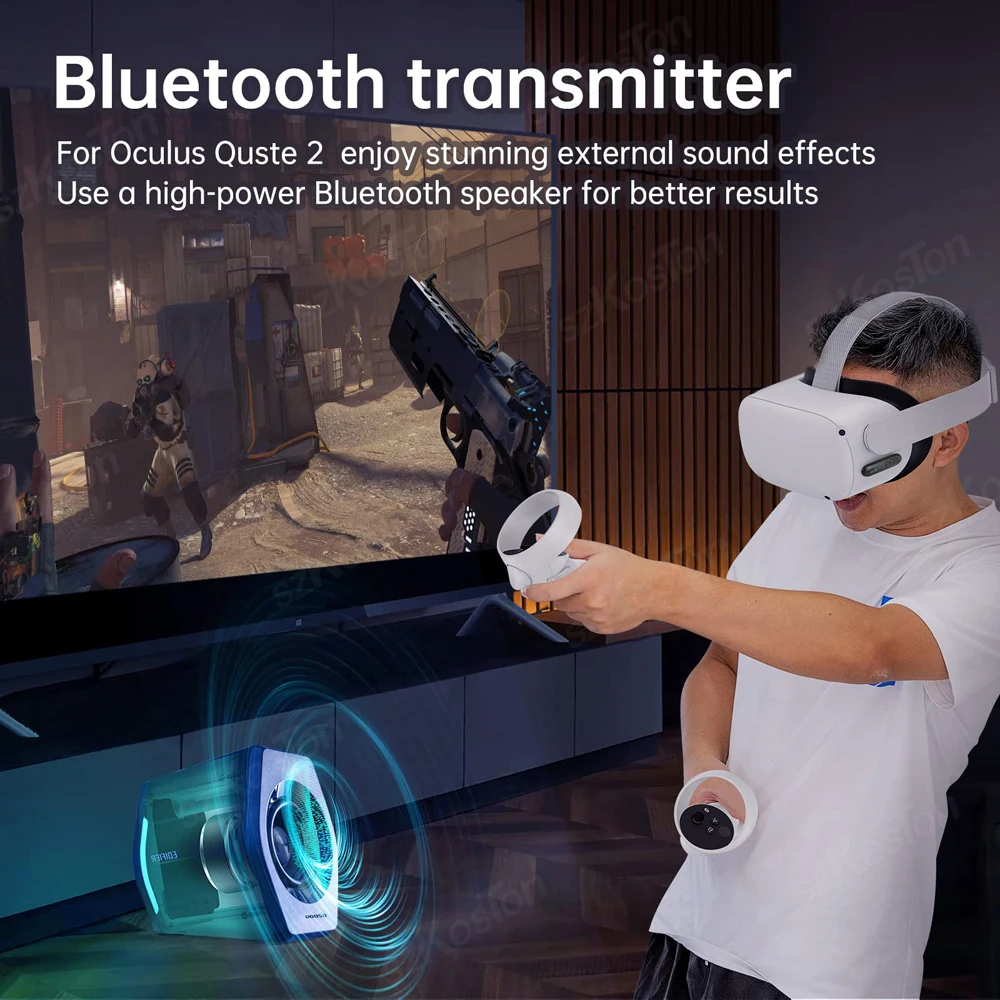 Transmisor compatible con Bluetooth 5,0 para auriculares Oculus Quest 2 VR, adaptador de Audio inalámbrico para Quest2 Switch, accesorios PS4 PS5 - imagen 5