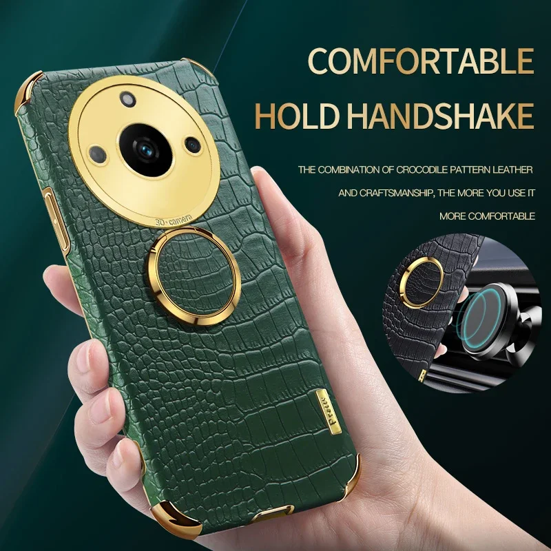 Para Realme Narzo N55 70X 60 Pro 5G N53 funda de teléfono con soporte de anillo magnético textura de cocodrilo fundas de funda suave de silicona de cuero - imagen 4