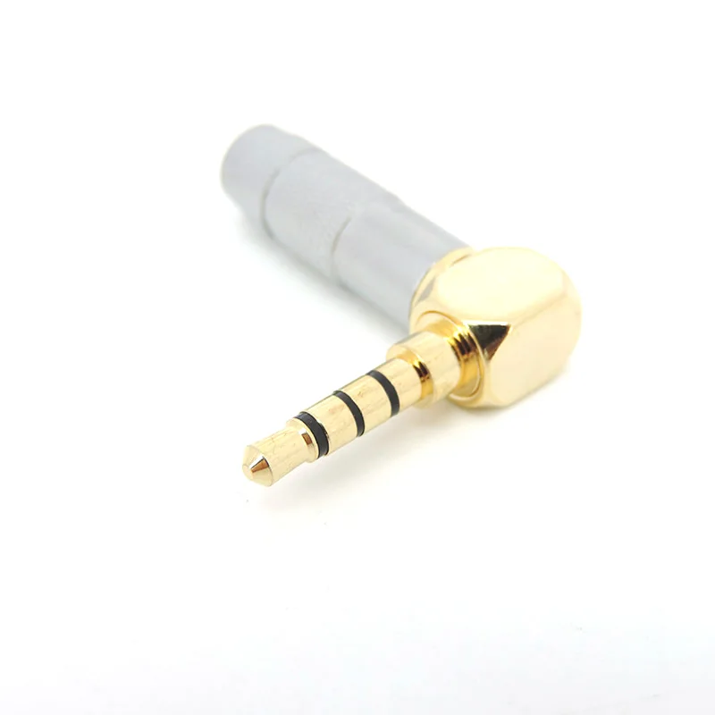 Conector de 3,5mm, 4 polos, enchufe de Audio, adaptador de auriculares de ángulo recto, Terminal de auriculares HiFi, conector chapado en oro de soldadura A7