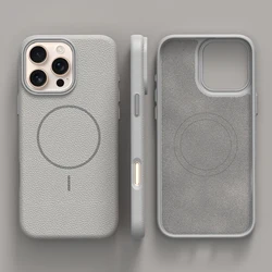 Funda MagSafe Cuero Lichee iPhone 16 15 14 13 12 11 Pro Max Plus