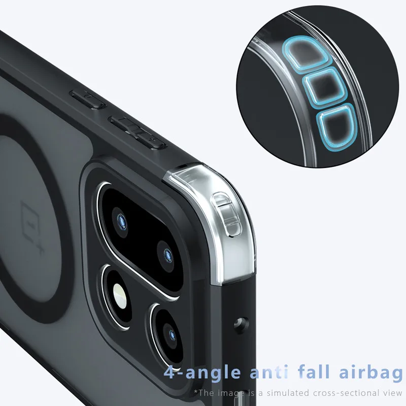 Para OnePlus 15 funda magnética ELVEV Airbag anticaída TPU PC dura mate sensación de piel cubierta de teléfono de succión - imagen 2