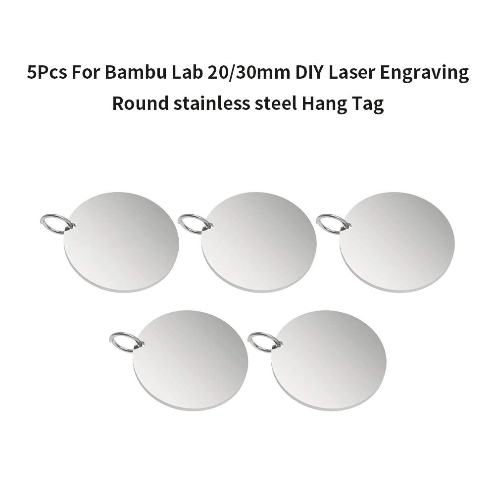5 uds para Bambu Lab 20/30mm acero inoxidable DlY alta calidad grabado láser etiqueta colgante redonda plata para regalo decorativo - imagen 5