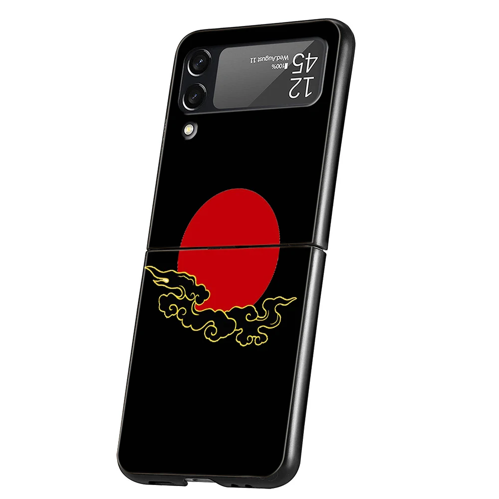 Funda de teléfono con bandera japonesa para Samsung Galaxy Z Flip 3 4 5 6 7 PC plegable negro duro para Samsung Z Flip3 Flip4 Flip5 - imagen 3