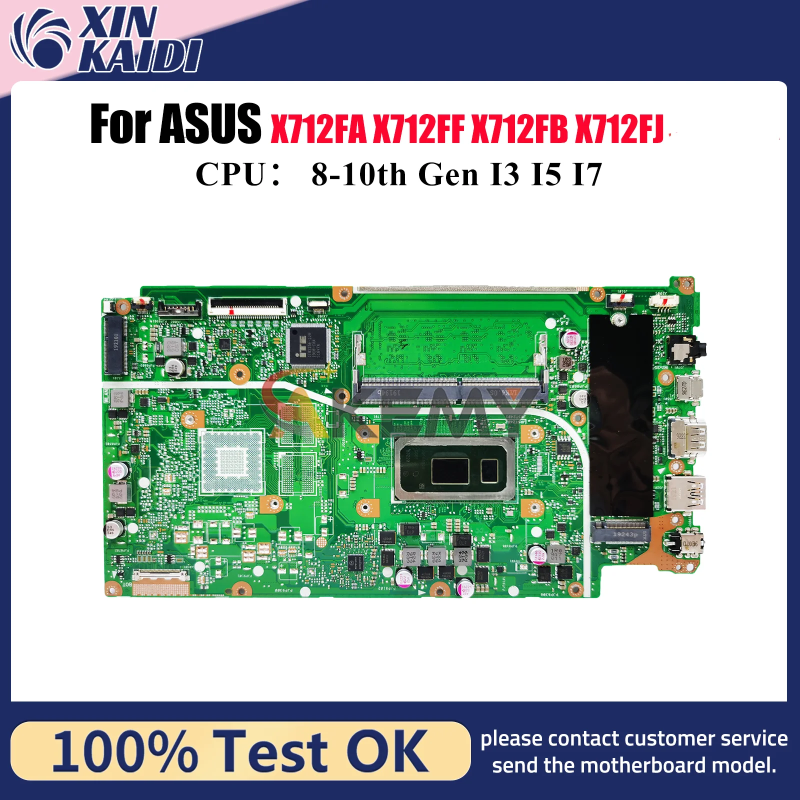 Placa base para ordenador portátil X712FA para ASUS X712F X712FF X712FB F712F S712F X712FL K712F X712FJ X712FLC V712F con CPU I3 I5 I7