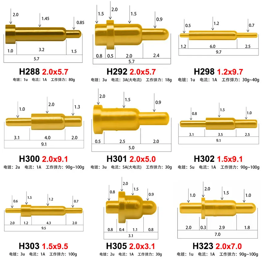 10 Uds conector Pin Pogo 1A 3A 5A batería Pogopin contacto de carga de resorte SMT DIP PCB 3,5 4 5 6 7 7,5 8,5 9,5 10mm sonda de resorte de prueba - imagen 5