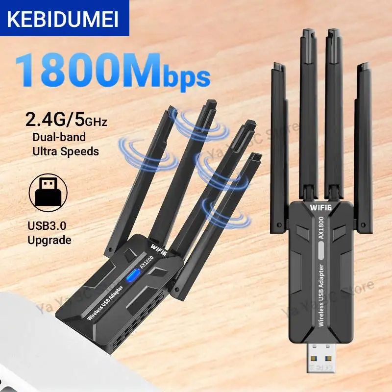 Adaptador USB AX1800 WiFi 6, 2,4G/5Ghz, receptor WiFi inalámbrico de doble banda, Dongle USB 3,0, controlador de tarjeta de red gratis para Win 10/11