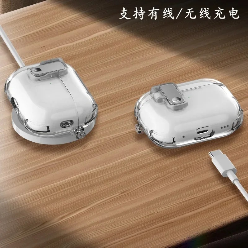 Funda magnética para auriculares con interruptor automático para Airpods 4, Funda protectora transparente para Air Pod 4 3 2 1, Funda suave transparente - imagen 5