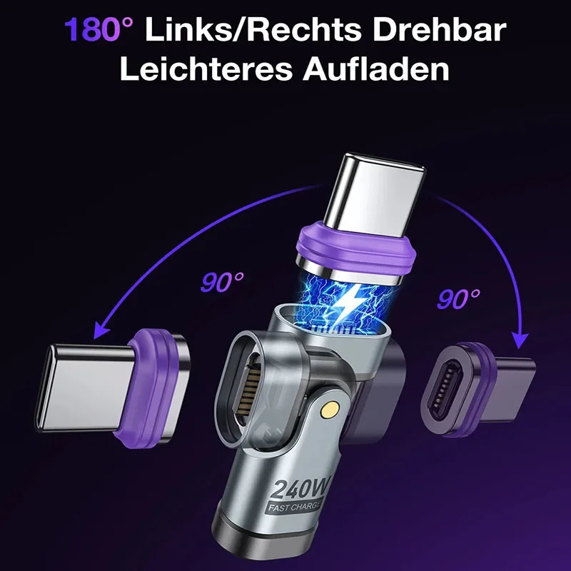 Para iPhone portátil 240W 16pin adaptador OTG magnético tipo C hembra a tipo C IOS Micro convertidor macho PD 5A adaptador de carga rápida - imagen 2