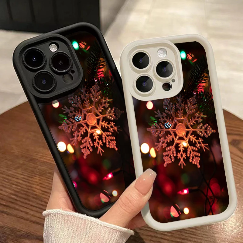 Para Samsung Galaxy S25 S24 S23 S22 Ultra Plus S21 FE funda de teléfono con copo de nieve de Navidad para A55 A54 A53 A15 A35 A34 A16 A56 5G - imagen 3