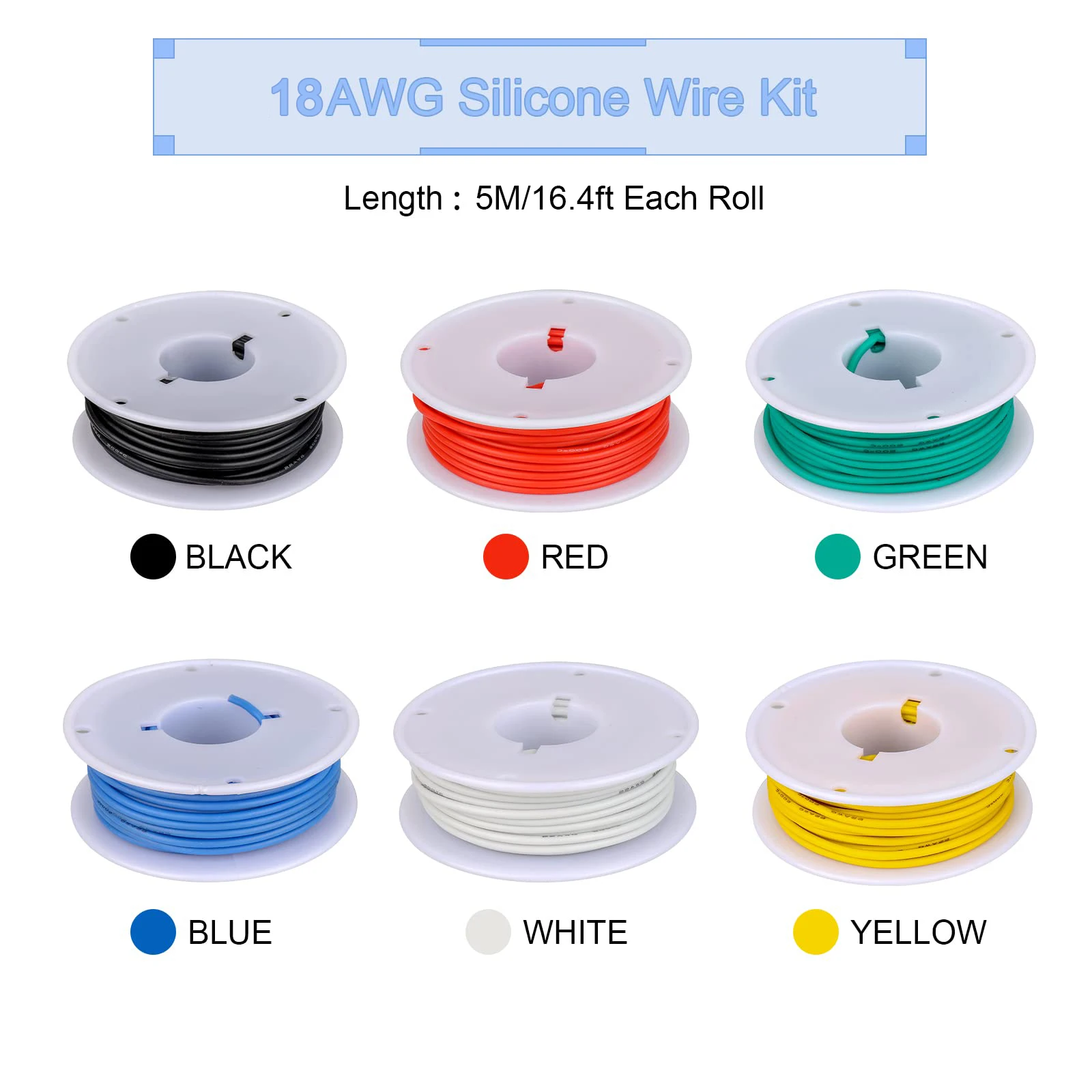 Cable eléctrico trenzado de 18 AWG, cables de cobre estañado de calibre 18, Kit de cable de conexión eléctrico de silicona Flexible de 16, 4 pies/5m cada color - imagen 2