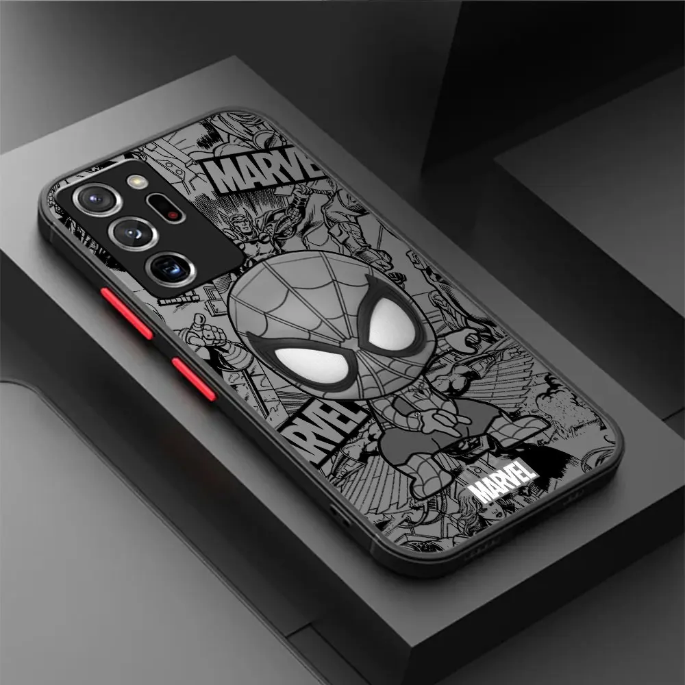 Funda de teléfono mate con estampado de Spiderman de Marvel para Samsung Galaxy S22 S23 Ultra Note 20 Ultra 10 Plus 8 9 S20 FE S21 Note - imagen 3