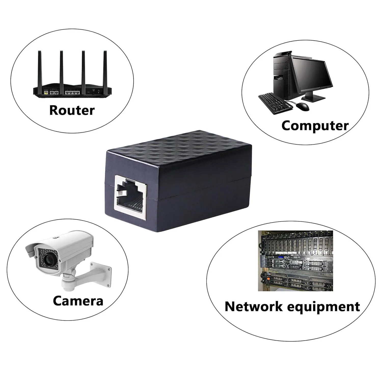 1 unidad de pararrayos RJ45 hembra a hembra adaptador de extensión Jack Ethernet Protector contra sobretensiones dispositivo de protección de red negro - imagen 5