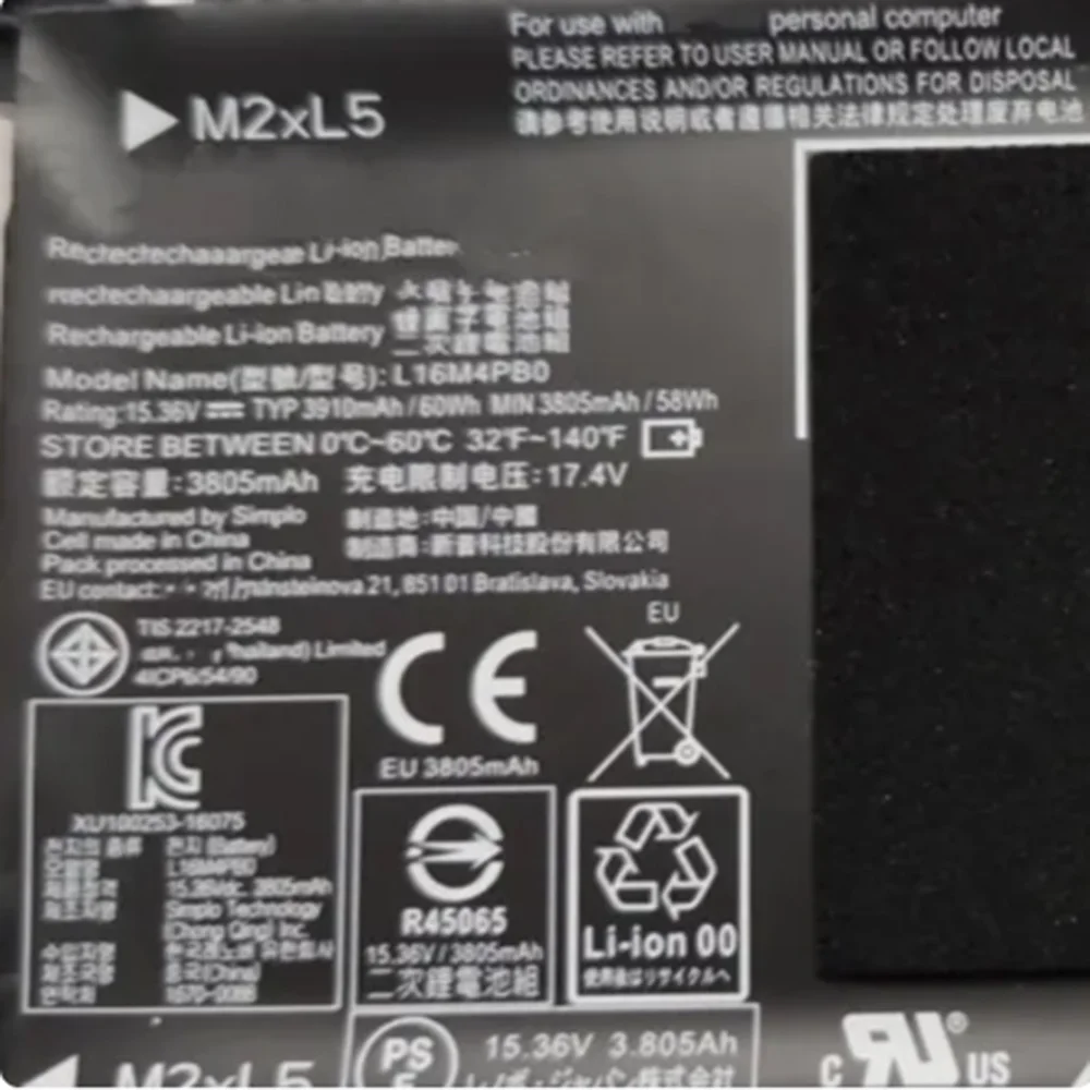 L16M4PB0 15,36 V 60Wh 3910mAh L16S4TB0 batería del ordenador portátil Compatible para Lenovo Legion Y720-15IKB serie tipo 80VR I7-7700HQ - imagen 4