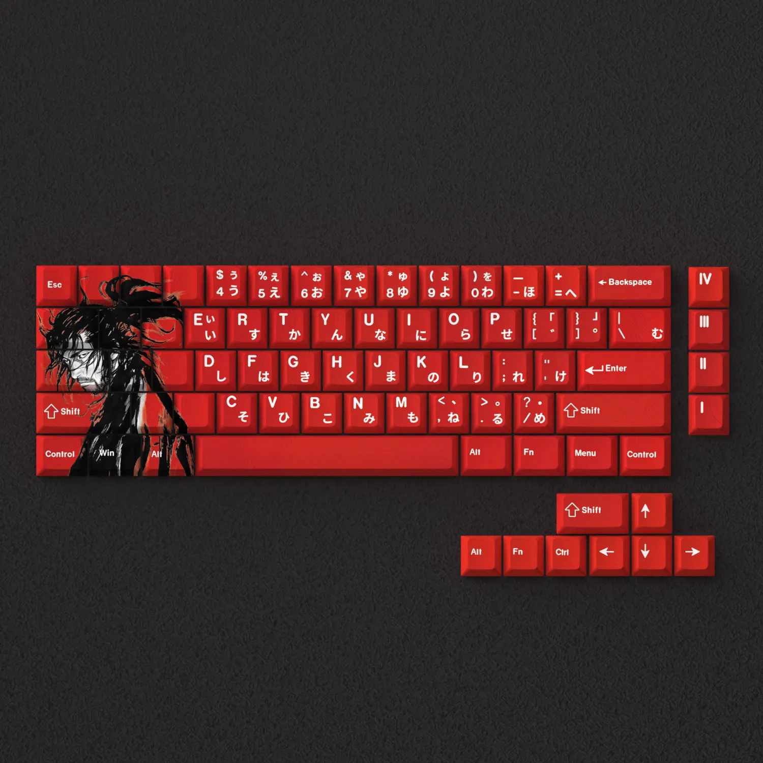 Vagabond Keycaps rojo PBT tinte Sub Cherry 73 teclas Anime cómic japonés para 60 65 68 diseño Teclado mecánico GK61 Anne Pro 2 - imagen 3
