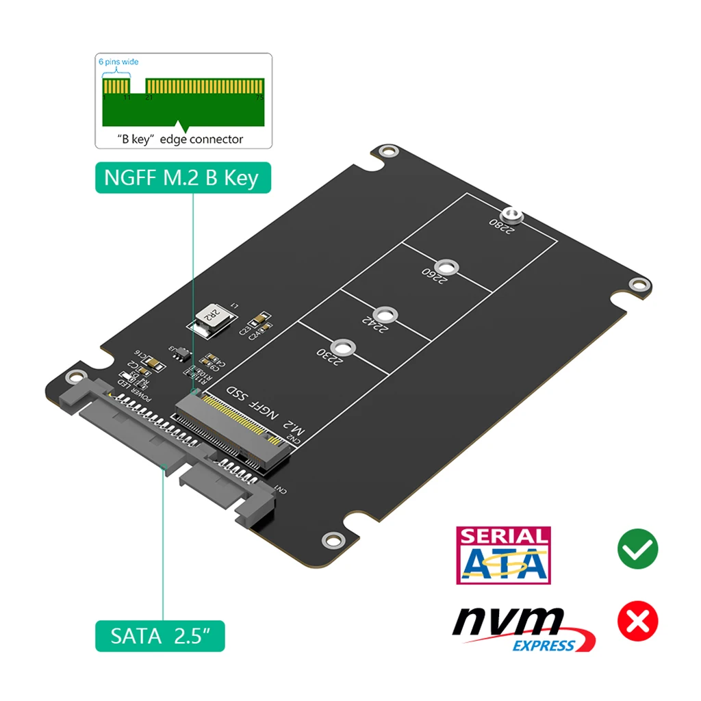 Para M.2 NGFF a 2,5 SATA SSD caja B & M Key SATA a 2,5 pulgadas SATA 3,0 tarjeta convertidora de disco duro con caja de plástico de 7mm - imagen 4