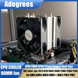 Disipador CPU AM4 AM5 para Intel LGA 1200/1700, 2 tubos de calor