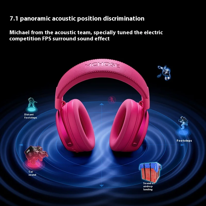 MCHOSE X9 Esports auriculares inalámbricos Bluetooth 2,4G 2000mAh C-Media FPS bajo retardo ordenador de escritorio juego auriculares PC - imagen 4
