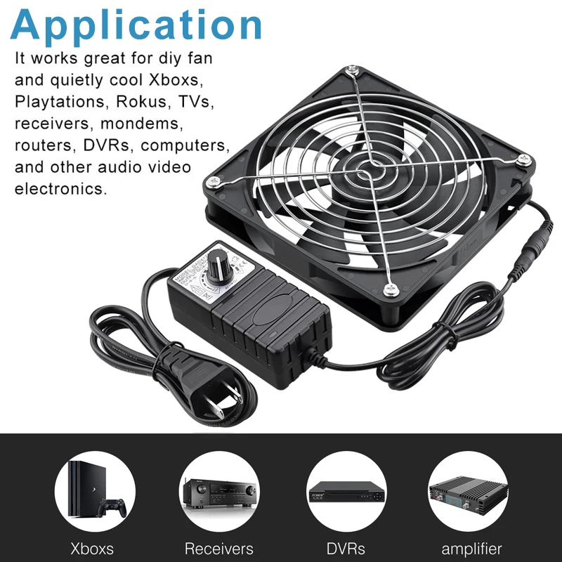 GDSTIME-ventilador Axial de refrigeración de 140MM, conector hembra de CC de 12V, 14cm, 140x140x25mm, ventilador centrífugo de refrigeración con adaptador de corriente AC 100V 220V - imagen 2