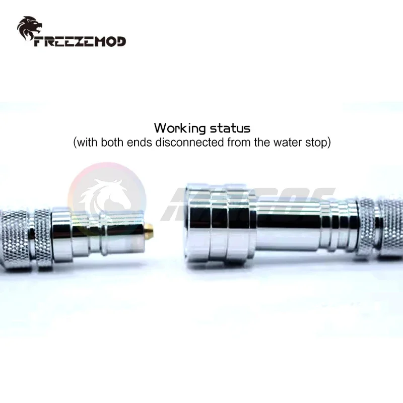 FREEZEMOD Parada de agua Desconexión rápida Pasar dos extremos Desconexión Parada de agua Conexión, G1/4 ''Negro/Plata ZSZT-T1 - imagen 4