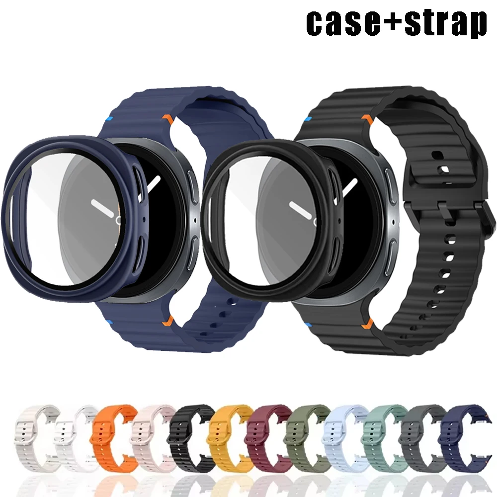 Correa de silicona + funda para samsung galaxy watch 8, accesorios para reloj inteligente, pulsera deportiva para correa galaxy watch 8, funda de 40/44mm