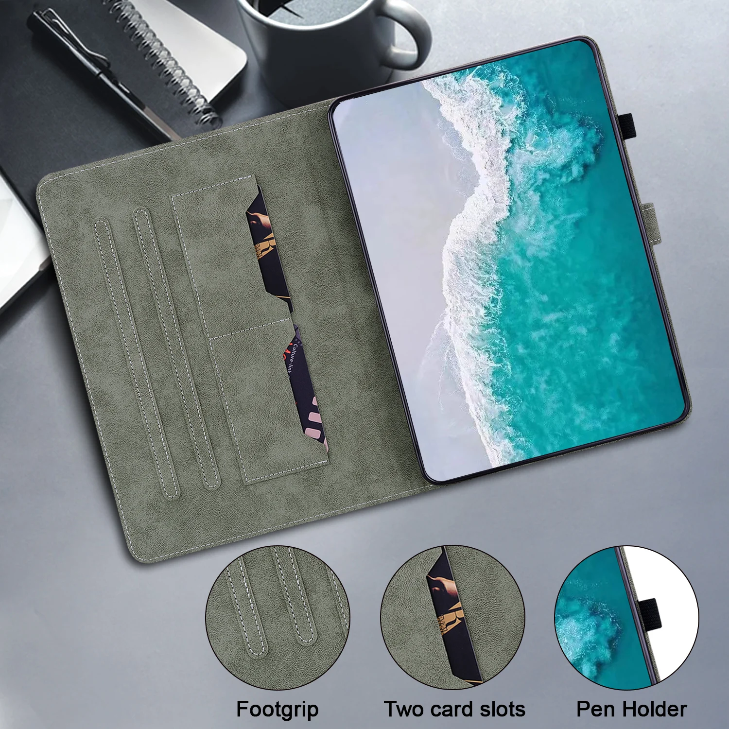 Funda de cuero Universal para Samsung Galaxy Tab S10 S9 FE Plus 12,4 pulgadas SM-X820 826B X810 X816B X610 X616B TPU cubierta trasera con soporte - imagen 2