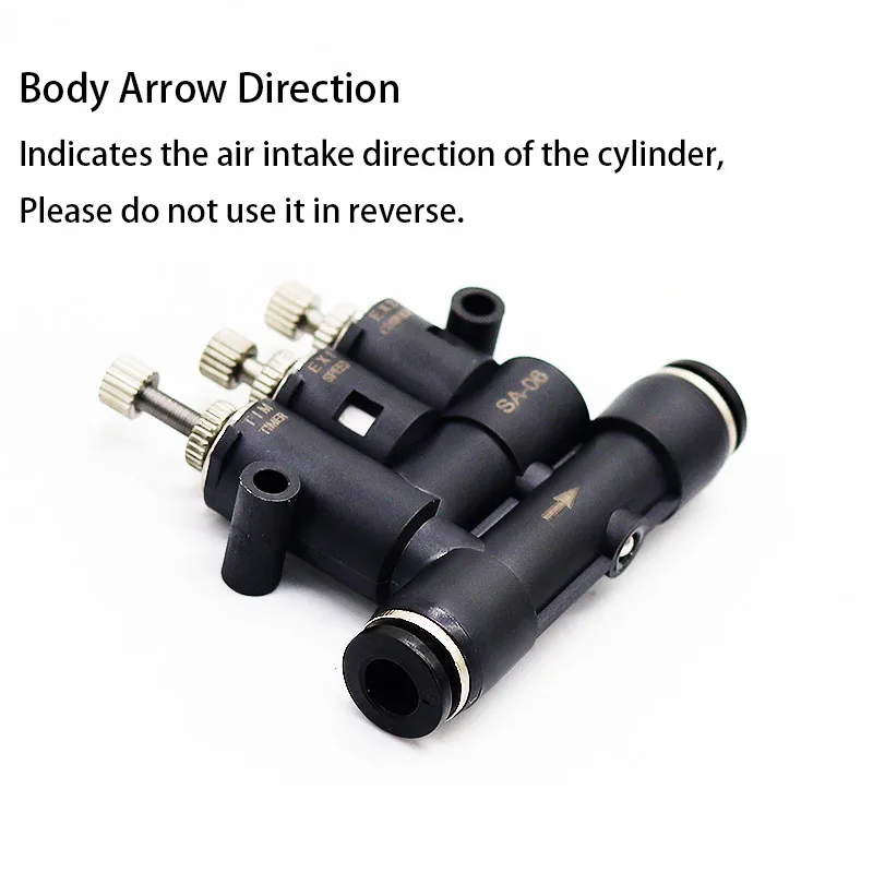 Tampón de aire ajustable externo de SA-06, carrera con regulación de velocidad, cilindro de amortiguación, junta neumática, tiempo ajustable, 6 uds. - imagen 4