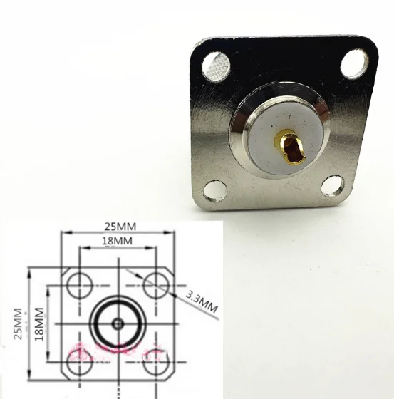 1pcs adapter UHF PL259 male connector 4-hole flange welded plate RF coaxial connector Square plate fixed panel mounted connector - imagen 2