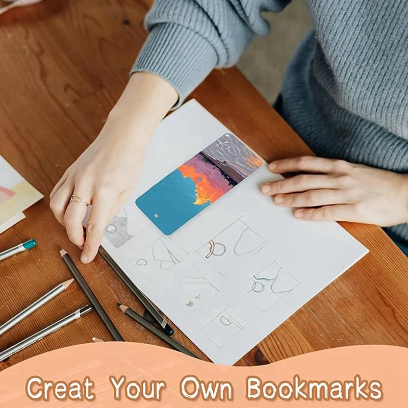 Juego de 100 marcapáginas en blanco, paquete de Material de papel hecho a mano con borlas de colores para bricolaje y etiquetas de regalo - imagen 4