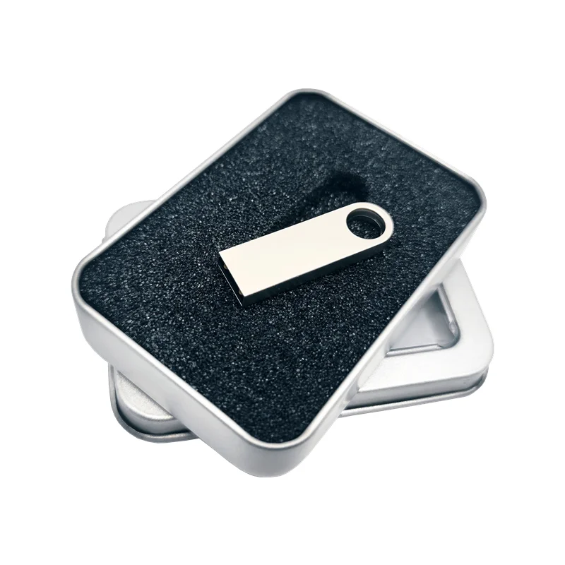 Mini unidad Flash USB 2,0 de Metal con logotipo de estudio personalizado, caja de Metal con ventana transparente, 4GB, 8GB, 16GB, 32GB, 64GB, 128GB - imagen 4