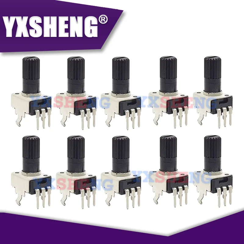 Perilla de potenciómetro rotativo de sello ajustable Vertical con Kit de caja, 70 piezas, 10 valores, RV09, 3 pines, 1K, 2K, 5K, 10K, 20K, 50K, 100K, 200K, 500K, 1M - imagen 2