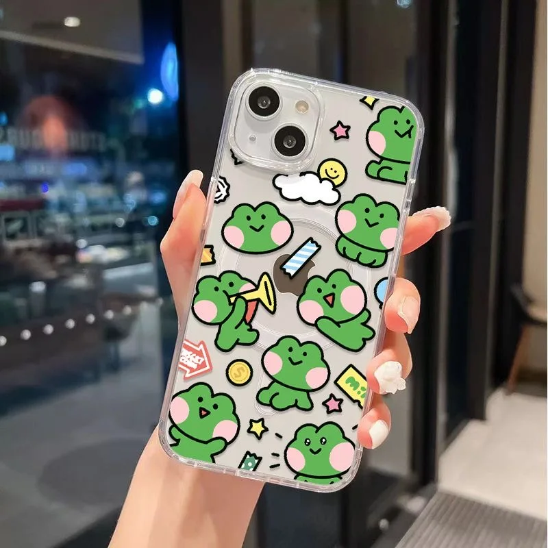 Funda de teléfono magnética Magsafe con dibujos de rana y tiburón para Samsung Galaxy S25 S24 S23 S22 S21 S20 FE Plus Ultra 5G, funda transparente suave - imagen 3