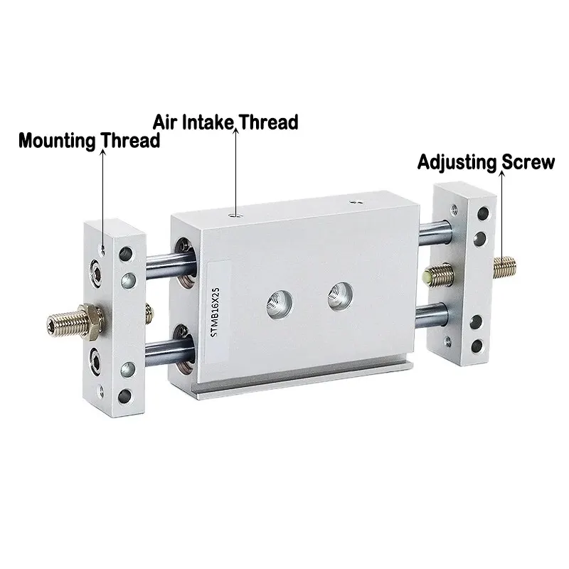 STMB-cilindro de Gas de aire comprimido, varilla de doble pistón de 10, 16, 20 y 25mm, cilindro deslizante de carrera ajustable - imagen 5
