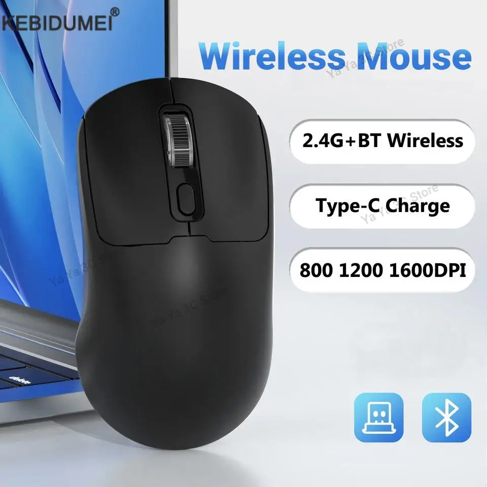 Ratón inalámbrico recargable Bluetooth 5,4 y 2,4 GHz modos duales ratón USB ergonómico 1600DPI ratones para ordenador portátil PC Mause - imagen 2