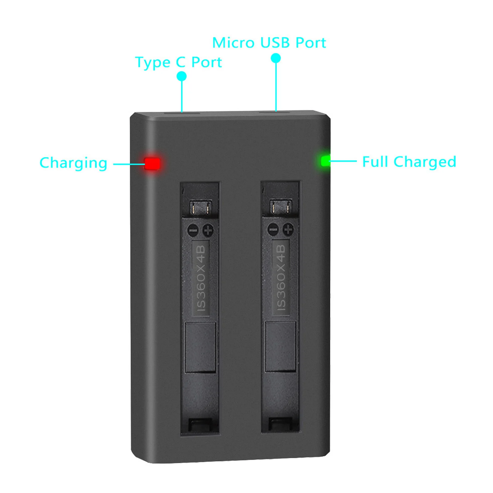 Batería Insta360 X4 de 2600mAh con concentrador de carga de cargador de 2 ranuras para accesorios de energía de batería Insta360 X4 - imagen 5