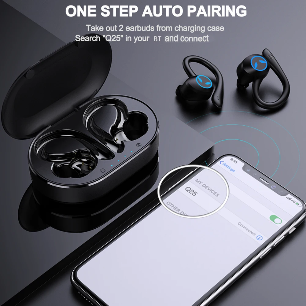 Auriculares inalámbricos Q25 con Bluetooth 5,1, auriculares con cancelación de ruido, auriculares estéreo HiFi 9D con graves y micrófono para iPhone - imagen 3