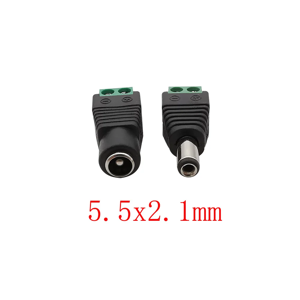 10 Uds DC 12V 5,5x2,1mm/5,5x2,5mm conector macho hembra Terminal de tornillo sin soldadura enchufe de alimentación CC para cámara CCTV con luz LED - imagen 2