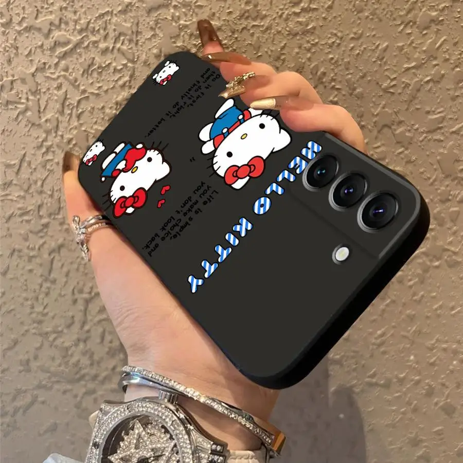 Funda de teléfono suave negra para Samsung Galaxy S24 Plus S25 Edge S21 FE S23 Ultra S20 moda Hello Kitty dibujos animados - imagen 4