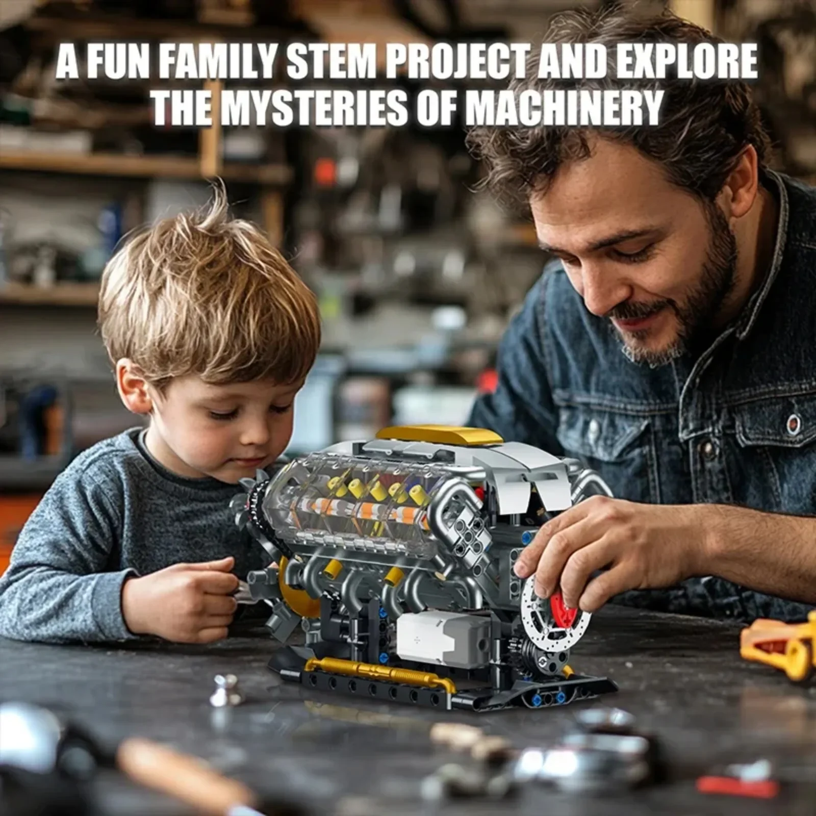 Bloques de construcción técnicos MOC motorizado V8 modelo de coche motor accionado eléctricamente supercoche ladrillos juguetes (692 Uds ladrillos) - imagen 5