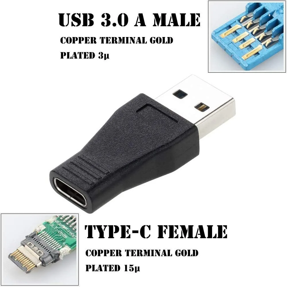 Adaptador USB 3,0 a USB C OTG, 2 uds., tipo C hembra a macho, carga rápida, sincronización de datos de 5Gbps para teléfono móvil, tableta, PC, auriculares - imagen 2